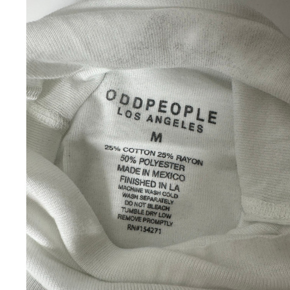 NWT Recycled Karma Bad Donkey White Cropped Turtle Neck Long Sleeve T-Shirt Sz M - Picture 4 of 4